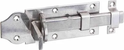 Immagine prodotto di Alberts 116910 Serratura a vite, diritta, con impugnatura piatta e anello fisso, acciaio inox, piastra 120 x 45 mm