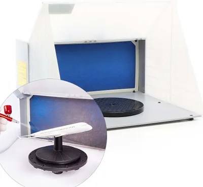 Zdjęcie produktu dla System odsysania aerografu Wiltec 4 m³/min, tylko 47 dB, do odsysania farby, mgły lakierniczej, mgły natryskowej, rozszerzalny filtr, wysokiej jakości kabina lakiernicza do pracy z aerografem