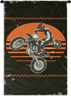 Produktbild von MuchoWow® Wandteppich Wandbehang Vintage - Motor - Muster 60x90 cm Tapisserie Dekoration Wandtuch - Foto-Teppich - Abwaschbar