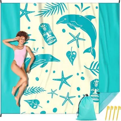 Produktbild von Famanu Picknickdecke 280 x 300 cm wasserfest - nylon faltbar - für 8-10 Personen - leicht und kompakt