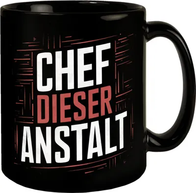 Produktbild von Chef dieser Anstalt - Schwarzer Kaffeebecher