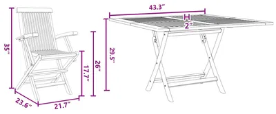 Image de Ensemble de salle à manger de jardin vidaXL en bois de teck massif marron