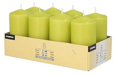 Produktbild von Papstar Stumpenkerzen Ø 50 mm 100 mm kiwi, 6 x 8 Stück