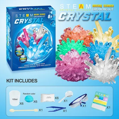 Produktbild von Kristallzucht Science Set für Kinder(6 Kristall) – Geschenke für wissenschaftliche Experimente – DIY Discovery STEM Toys Kristallzucht-Labor – Coole pädagogische Ideen
