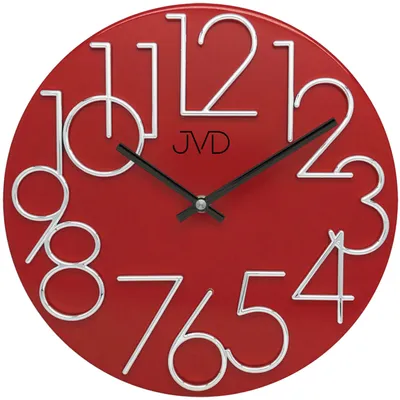 Produktbild von JVD HT23.7 Wanduhr Quarz analog Metall rot rund modern