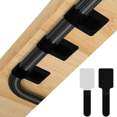 Zdjęcie produktu dla Zestaw do porządkowania kabli – samoprzylepne uchwyty do kabli – systemy do zarządzania kablami – klipsy do kabli – 60 sztuk – 9 x 3 cm – czarny