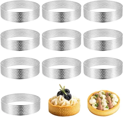 Image de Moules à tartelettes, 8 cm, 10 pièces, en acier inoxydable, pour gâteaux, pâtisseries et quiches