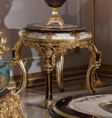 Produktbild von Casa Padrino Luxus Barock Beistelltisch Weiß / Braun / Gold - Prunkvoller Massivholz Tisch im Barockstil - Barock Wohnzimmer Möbel - Edel & Prunkvoll