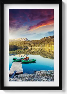 Produktbild von Flusslandschaft– Wandbild mit Rahmen – Gerahmtes Bild  – Wanddekoration – 40x60 cm –  Schwarz