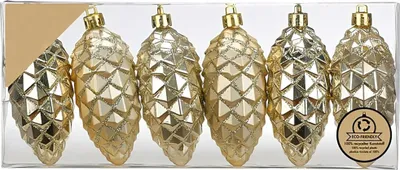 Produktbild von Satz von 6 Ornamenten: Champagner-Mix 9 cm