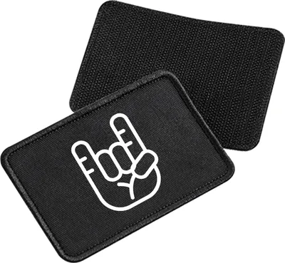 Produktbild von Huuraa Patch Pommesgabel Hand Black 10 x 6,5cm Baumwolle Klettpatch für Mütze Geschenkidee