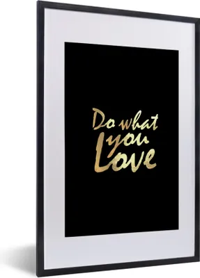 Produktbild von MuchoWow® Gerahmtes Poster Zitat - Liebe - Schwarz - Gold 40x60 cm - Poster mit Schwarzem Bilderrahmen Wandposter Rahmen Foto Bilder - Poster in Rahmen