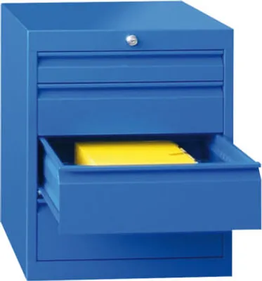 Produktbild von Werkzeug-Schubladenschrank - 600x500x600 mm (HxBxT) - 1 Schubladenreihe - 3x100 mm, 1x200 mm - Tragkraft 50 kg - resedagrün/rubinrot