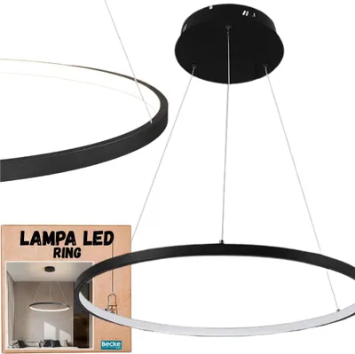Zdjęcie produktu dla Lampa sufitowa ring led czarna mat 25w nowoczesna industrial wisząca długa
