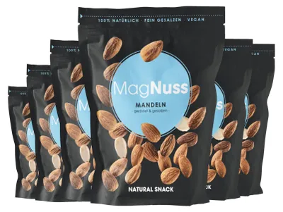 Produktbild von MagNuss Mandeln | geröstete und gesalzene Mandelkerne, 6x 200g-Vorratspackung | vegan, glutenfrei