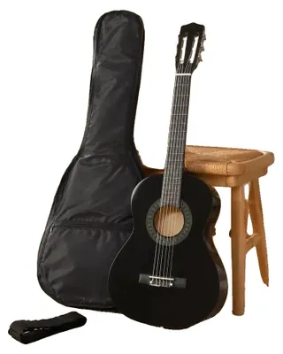 Image de Guitare, construction en bois de qualité, ensemble complet pour débutants, noire