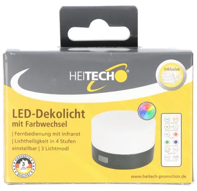 Produktbild von LED-Dekorationslicht mit Farbwechsel, 4 Helligkeitsstufen, 3 Lichtmodi, Timerfunktion, inkl. Fernbedienung mit Infrarot