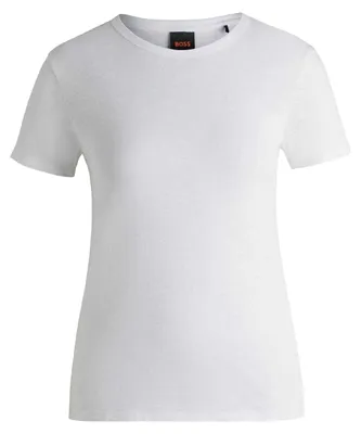 Image de Boss - T-shirt pour femme, slub, coupe classique GT16160 (M) (blanc slub)