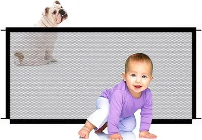 Productafbeelding van Veiligheidshek - Hondenhek Kattenhek - Huisdieren Binnenhouden - Zonder Boren - 110 x 72 cm - Zwart