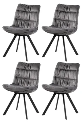 Produktbild von Esszimmerstühle Küchenstühle Wohnzimmerstühle Polsterstuhl | 4er Set | Samt | Grau | Schwarz matt