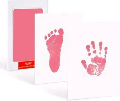 Produktbild von CHPN - Baby-Fuß- und Handabdruck-Tintenset - Pink - Inkl. 2 weiße Karten – 2 Sets – Baby-Fußabdruck – Handabdruck – Mutterschaftsgeschenk – Geburt – Muttertag – Vatertag