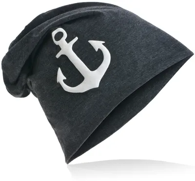 Produktbild von Beanie Muetze Weiss Anker Anthrazit