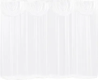 Image de Fond de scène, rideau, voile - Tissu décoratif pour rideau avec volants - 1 écharpe transparente pour mariage, fête, scène, studio photo - Blanc