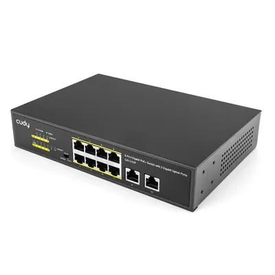 Produktbild von Cudy GS1010P 8+2-Port Gigabit Ethernet PoE+ Unmanaged Plug-and-Play Switch,120 W, 8 * 10/100/1000 Mbit/s PoE+ Ports, CCTV/VLAN-Modus, 802.3af/ 802.3at