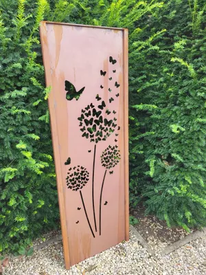 Produktbild von Edelrost Paravent Pusteblume mit Schmetterlingen