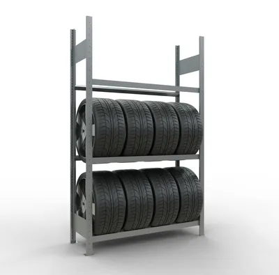Produktbild von Schulte Reifenregal | Grundregal | HxBxT 200x120x40cm | 3 Ebenen | Fachlast 150kg | Verzinkt