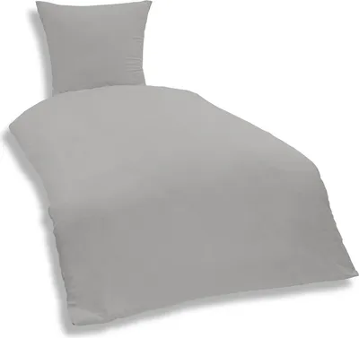 Produktbild von Uni Bettwäsche 135x200 cm silber Einfarbig Renforce Baumwolle Garnitur
