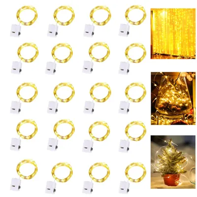 Micro-LED-Lichterkette 2 m, 20 LEDs, 3 Modi, batteriebetrieben, warmweiß