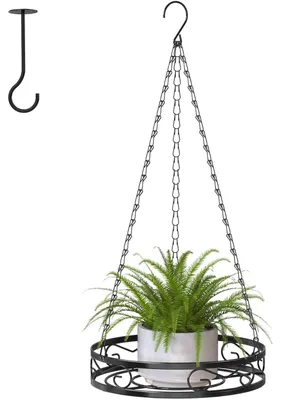 Immagine prodotto di Omgoods - Vasi pensili per piante - Ganci per piante - Fioriere sospese per interni - Ganci a soffitto - Catena per appendere - Metallo nero - Portap piante sospeso