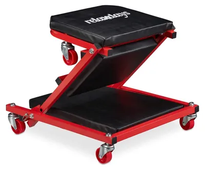 Produktbild von Rollliege Werkstattliege Montagehocker - Belastbar bis 150 kg - Drehbar mit 6 Rollen - Schwarz