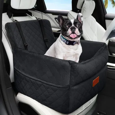 Immagine prodotto di Copertura per sedile auto per cani, adatta a cani di piccola e media taglia, lavabile, con tasche portaoggetti, colore nero