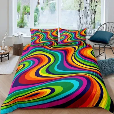 Productafbeelding van Bettenset, 155x220 cm, 2-delig, meerkleurig, microvezel, abstract boho design