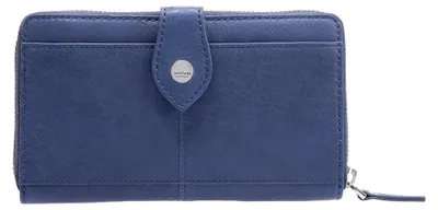 Produktbild von Leder Geldbörse mit RFID Schutz, Münzfach & Scheinfach für Damen & Herren - Portemonnaie mit Kreditkartenfächern, Blau