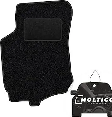 Produktbild von moto-MOLTICO Fahrer Fußmatte Auto Velours Fahrerseite Autoteppiche Schwarz Fahrermatte 1-teilig passend für Mitsubishi Pajero Pinin 1999-2004