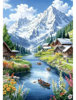 Productafbeelding van Diamond Painting Set: Alpenlandschap, 30x40 cm, voor volwassenen en beginners