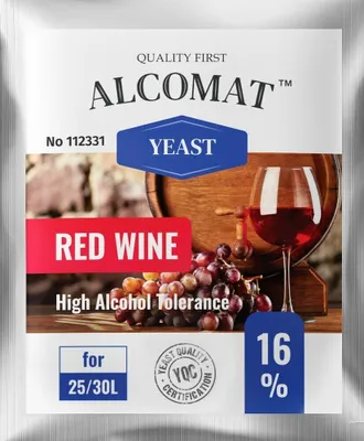 Produktbild von Rotweinhefe ALCOMAT Red Wine Yeast HAT 16% Gärhefe Wein Weinhefe Rotweine, 1 Stück