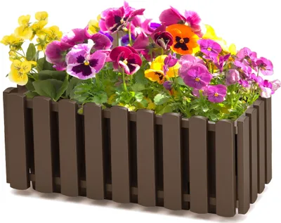 Produktbild von Balkonkasten Blumentopf Pflanzkasten Zaun Braun B 38cm 6 L Balkontopf Garten Blumenkasten Zaunimitation Geländer Optik Kunststoff