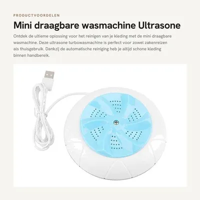 Obrázek produktu pro Mini přenosná pračka – Ultrazvuková turbopračka – Automatické čištění – Modrá – Cestovní pračka – Pro domácnost – Vhodná i pro cestování...