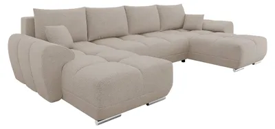 Produktbild von MIRJAN24 Ecksofa Logo U mit Bettkasten und Schlaffunktion, Seite universal, Rückenlehne in Form beweglicher Kissen (Farbe: Velo 623)