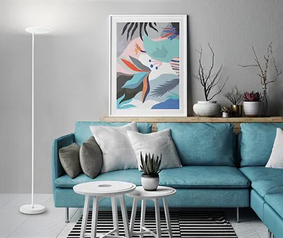 Immagine prodotto di Piantana LED da terra 24W 1900Lm 3000K in metallo bianco, design moderno ed elegante per illuminazione d'interni, altezza 183 cm - Perenz