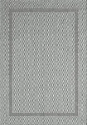 Produktbild von Unyqoos® Outdoor-Teppich Mistra – robuster Polypropylen-Teppich für Balkon, Terrasse & Küche, Grau, gewebte Ton-in-Ton Rahmenoptik, 200 x 280 cm