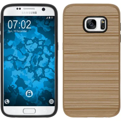 Produktbild von PhoneNatic Hybridhülle kompatibel mit Samsung Galaxy S7 - brushed Case gold Cover Schutzhülle + 2 Schutzfolien