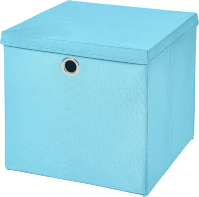 Produktbild von 1 Stück Hellblau Faltbox 28 x 28 x 28 cm  Aufbewahrungsbox faltbar mit Deckel