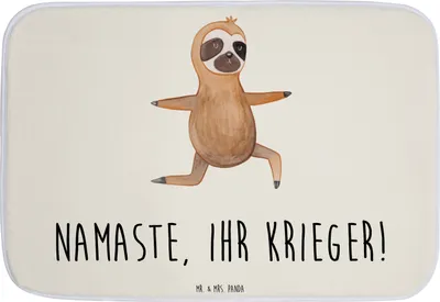 Produktbild von Mr. & Mrs. Panda Badematte Faultier Yoga - Weiß - Geschenk, Namaste, Badläufer, Badteppich, Badezimmerteppich, Entspannung, Duschvorleger, duschmatte