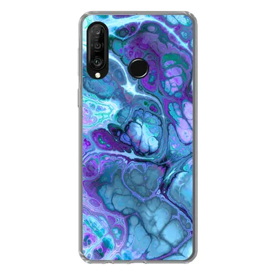 Produktbild von MuchoWow® Handyhülle Schutzhülle Hülle für Huawei P30 Lite Kunst - Golf - Blau - Psychedelisch Silikon Softcase Handy Hülle - Handyhülle