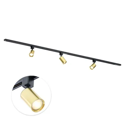 Produktbild von Qub Focus III - LED Schienensystem - Gold - 1-Phasen - 200cm - 3x GU10 Spots - I-Form